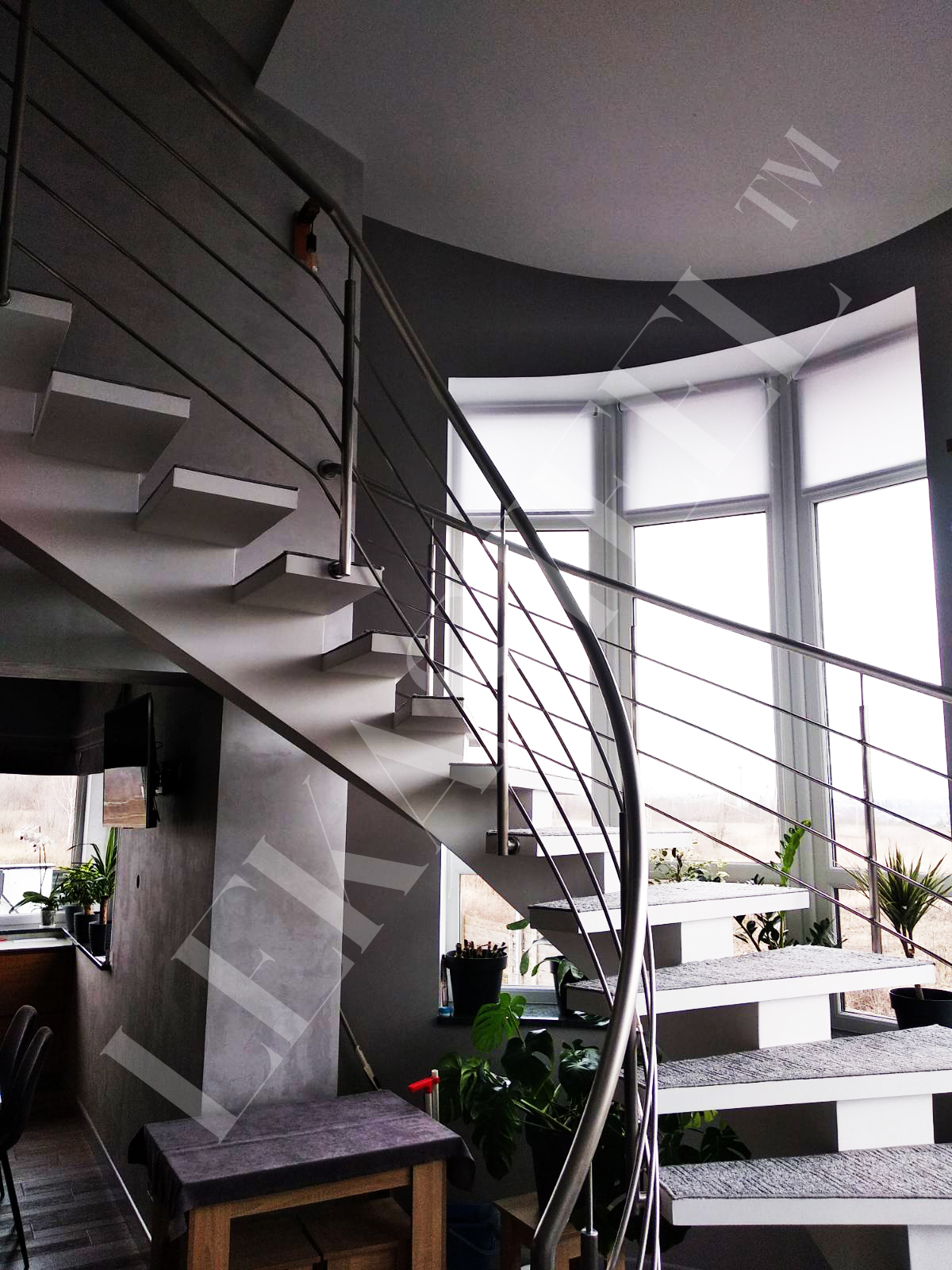 металеві перила на сходи з нержавійки, перила для сходів з нержавіючої сталі, фото 4