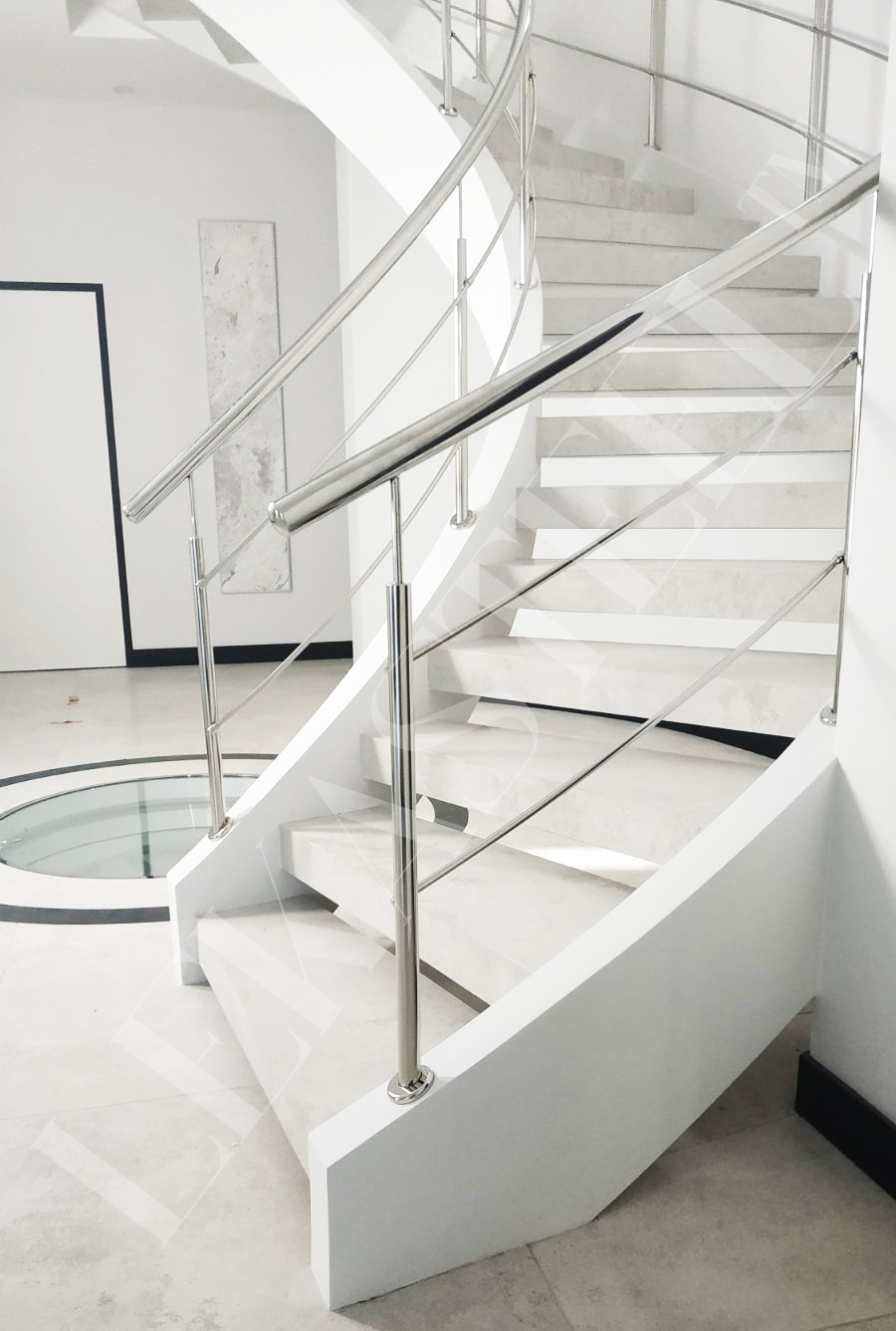 перила на радіусні сходи з нержавійки, фото 18