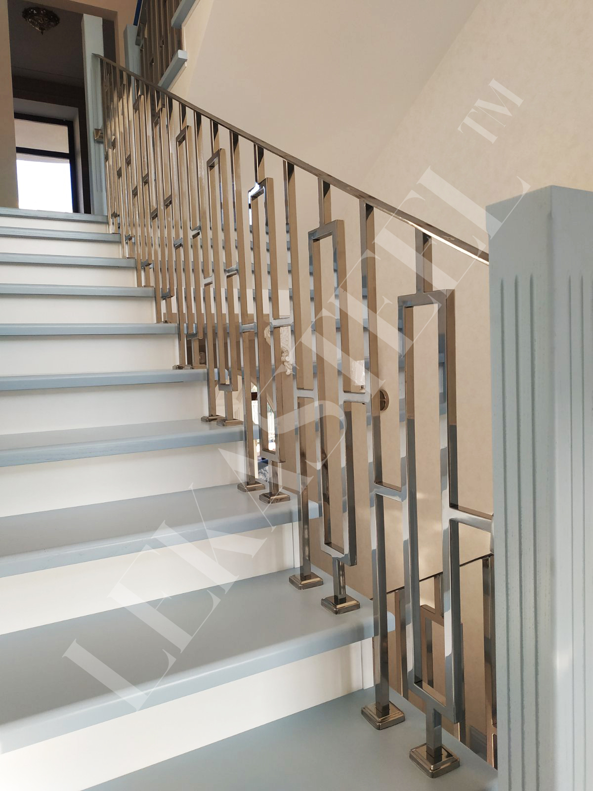 металеві перила на сходи з нержавійки, перила для сходів з нержавіючої сталі, фото 14