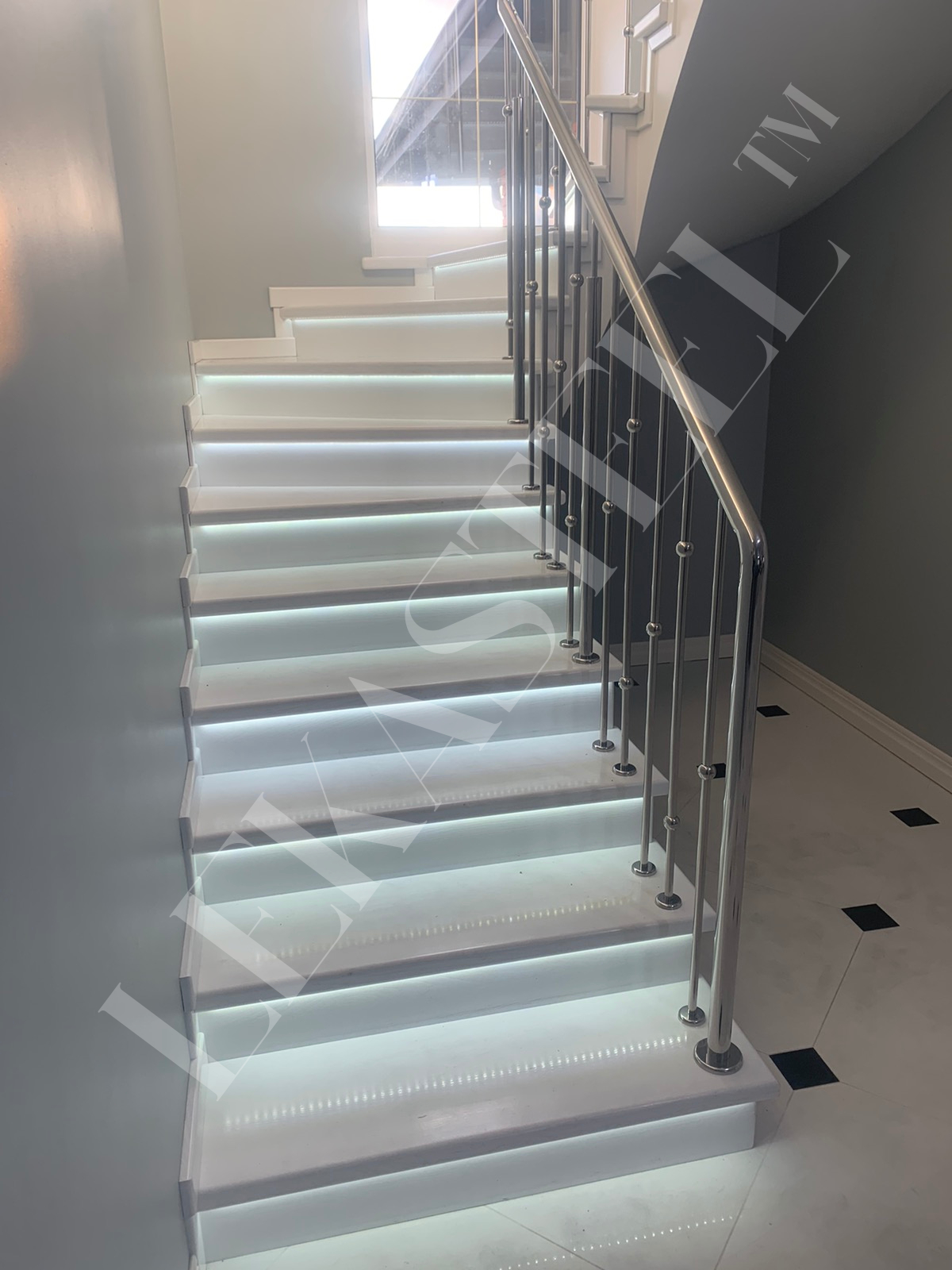 дизайнерські перила на сходи з нержавійки, фото 12