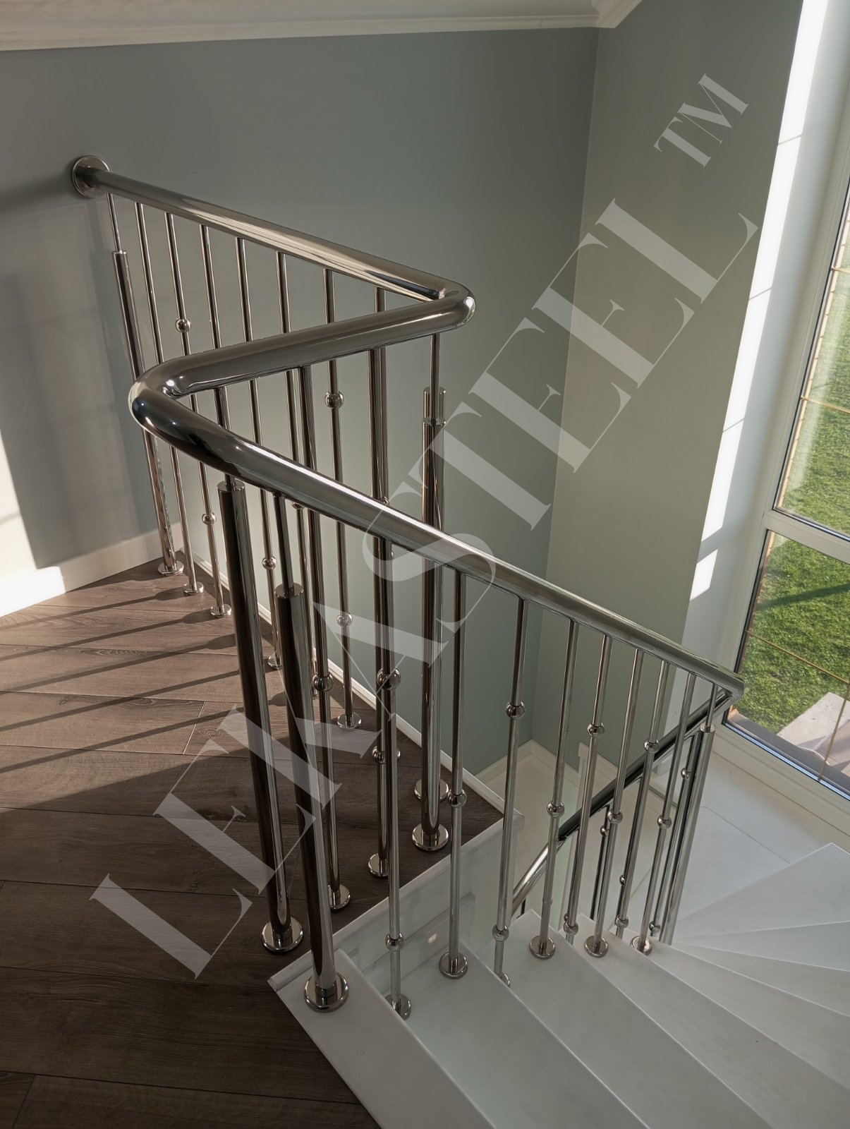 металеві перила на сходи з нержавійки, перила для сходів з нержавіючої сталі, фото 62