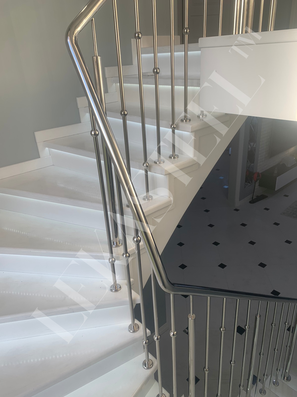 металеві перила на сходи з нержавійки, перила для сходів з нержавіючої сталі, фото 63