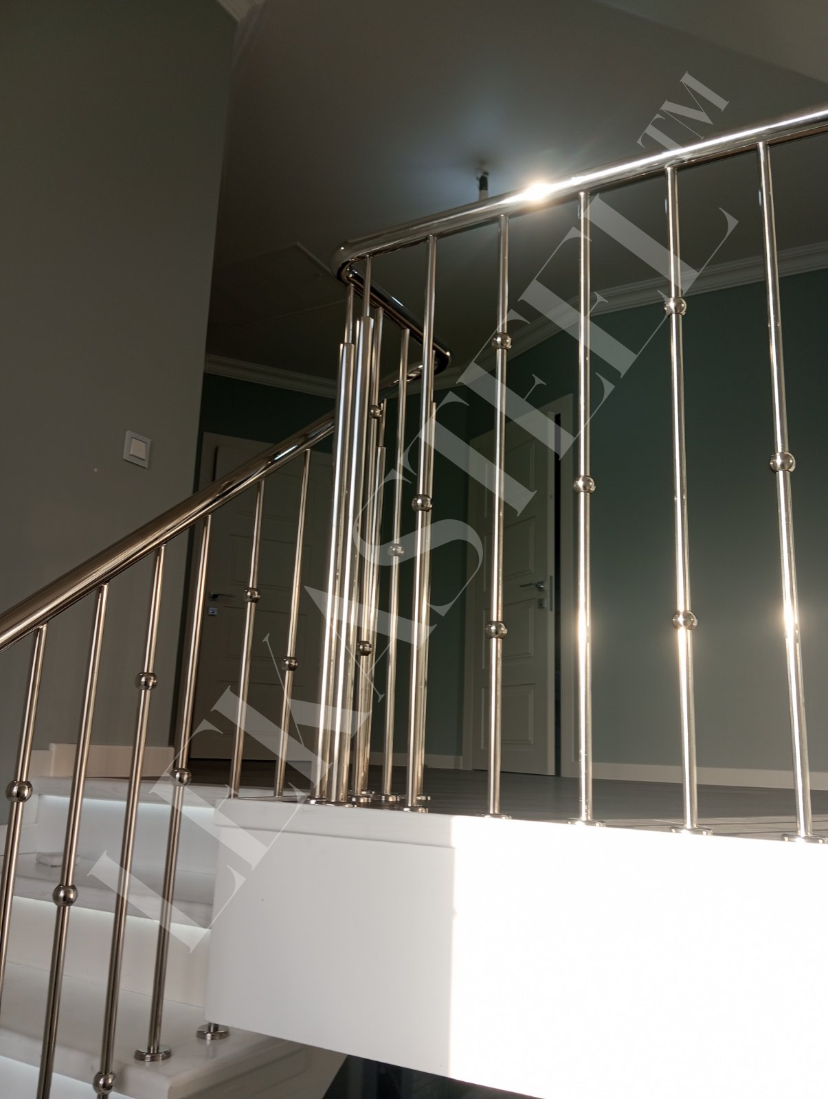 металеві перила на сходи з нержавійки, перила для сходів з нержавіючої сталі, фото 55