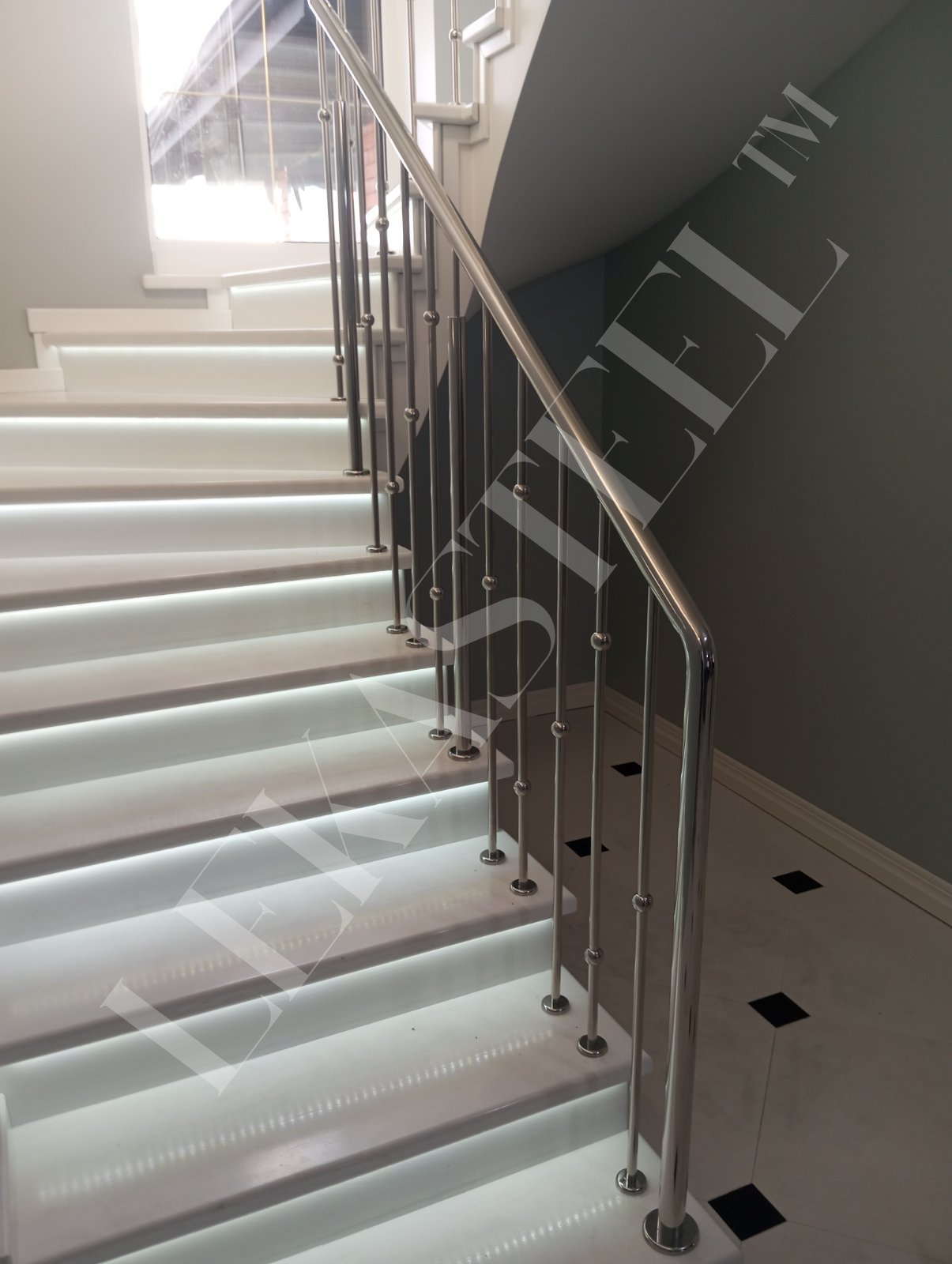 металеві перила на сходи з нержавійки, перила для сходів з нержавіючої сталі, фото 54