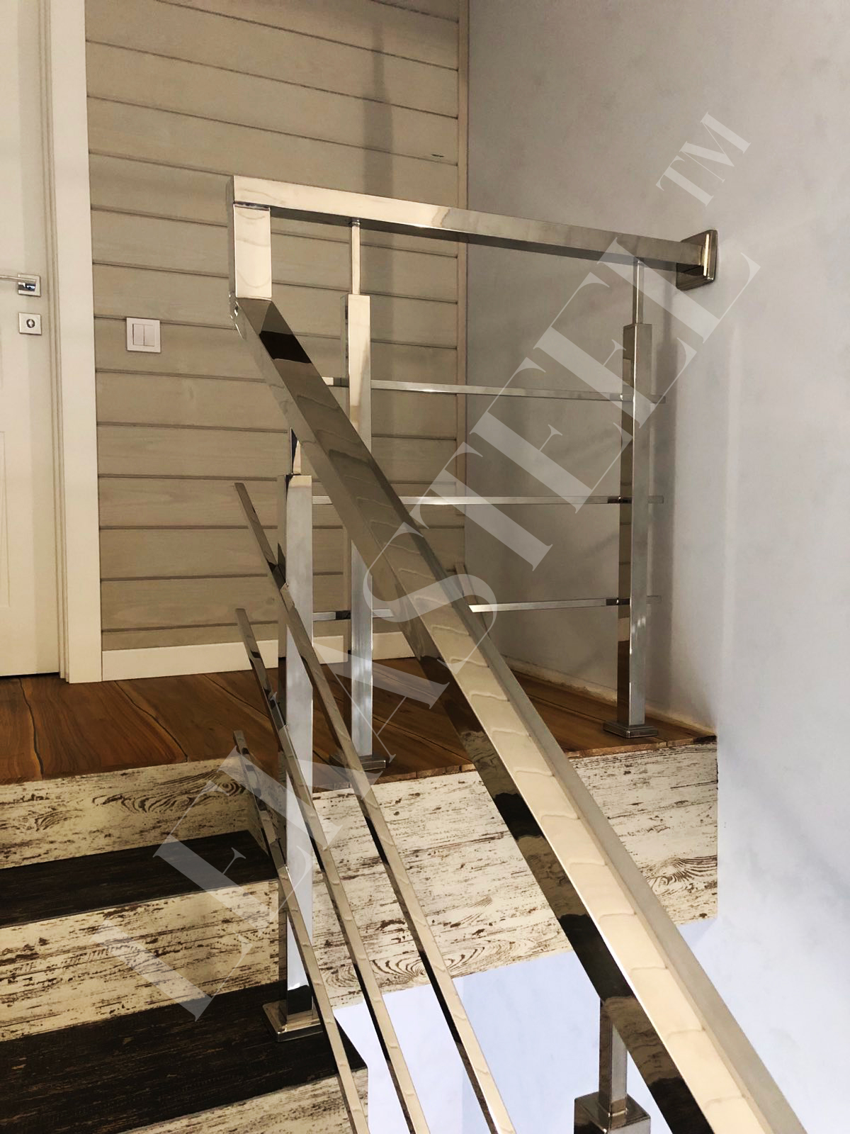 перила из профильной трубы (нержавейка)